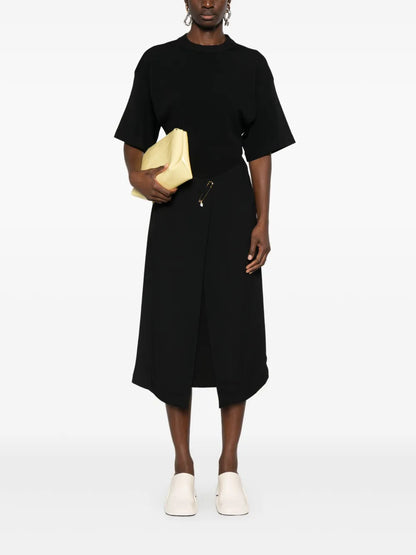 Safety Pin-Detail Midi Skirt