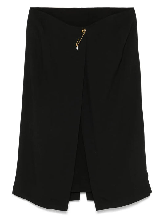 Safety Pin-Detail Midi Skirt