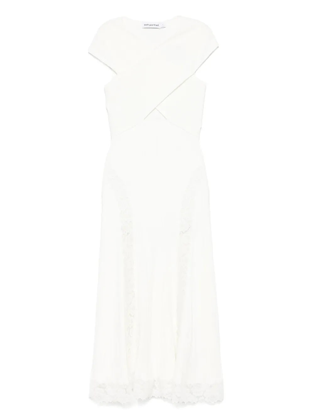 Lace-Insert Knitted Midi Dress