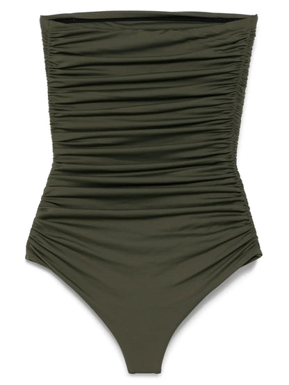 Flower-Appliqué Draped Swimsuit