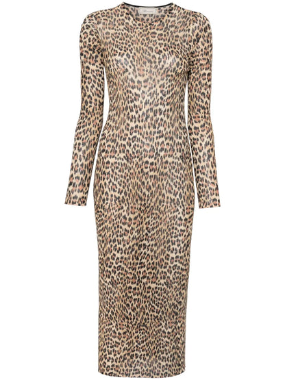 Leopard-Print Knit Midi Dress