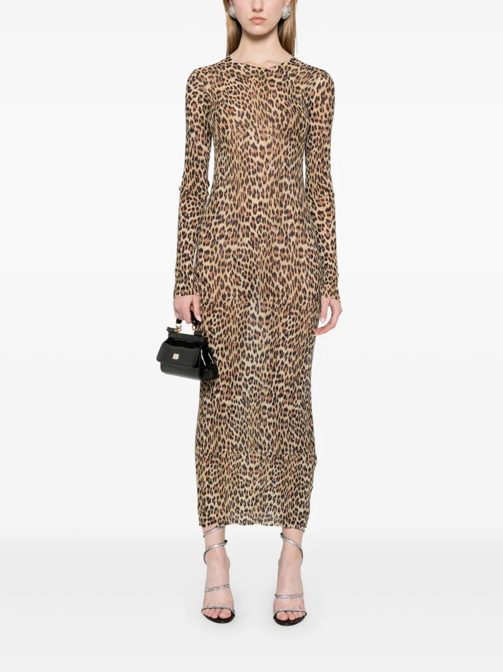 Leopard-Print Knit Midi Dress