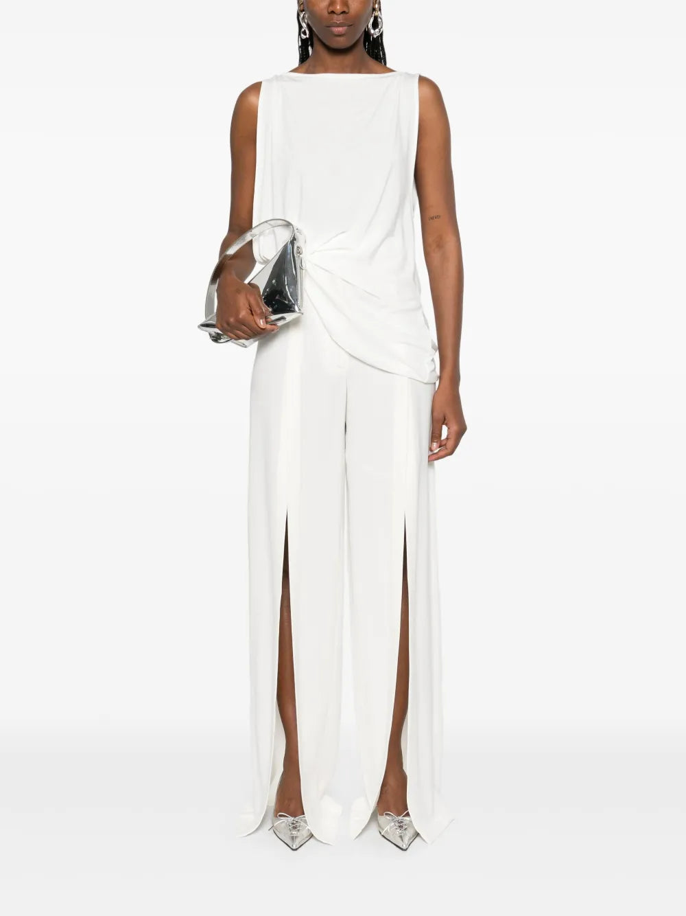 Slit Buckled Palazzo Pants