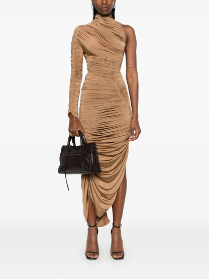 Asymmetric Ruched Maxi Dress