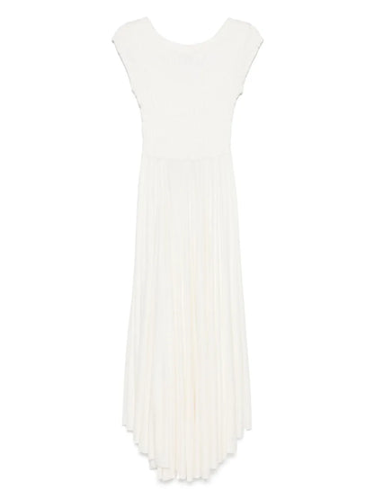 Shirred-Panel Midi Dress