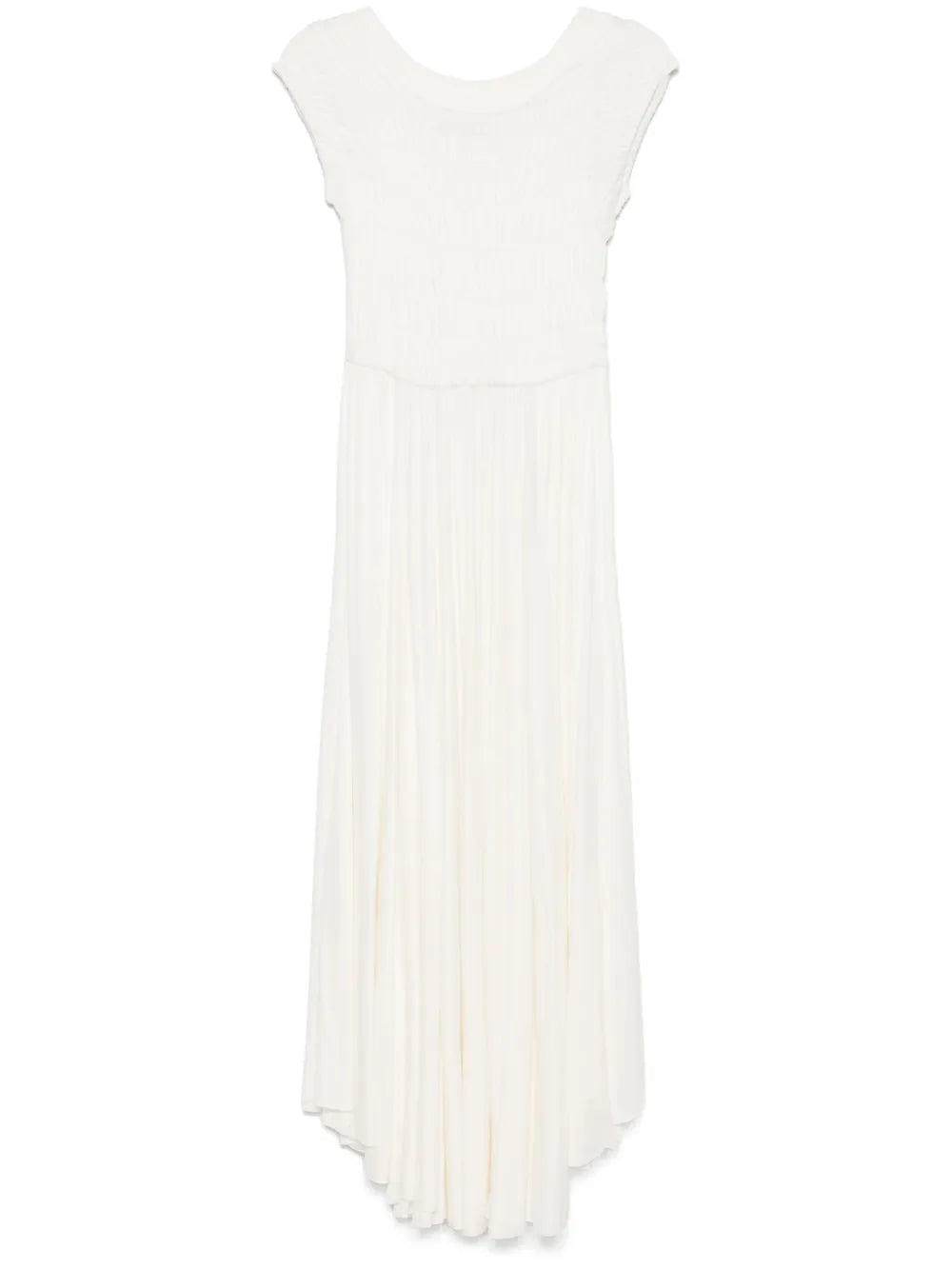 Shirred-Panel Midi Dress