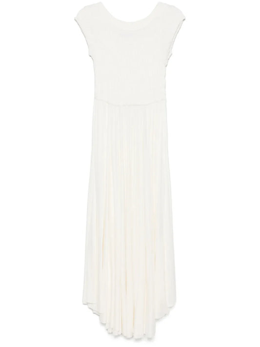 Shirred-Panel Midi Dress