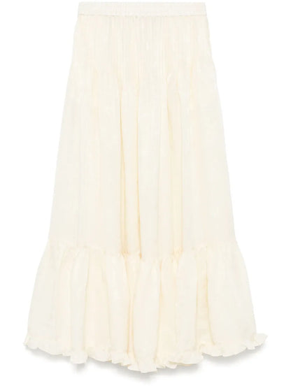 Ruffled-Hem Maxi Skirt