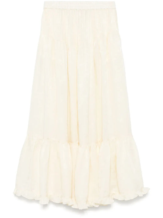 Ruffled-Hem Maxi Skirt
