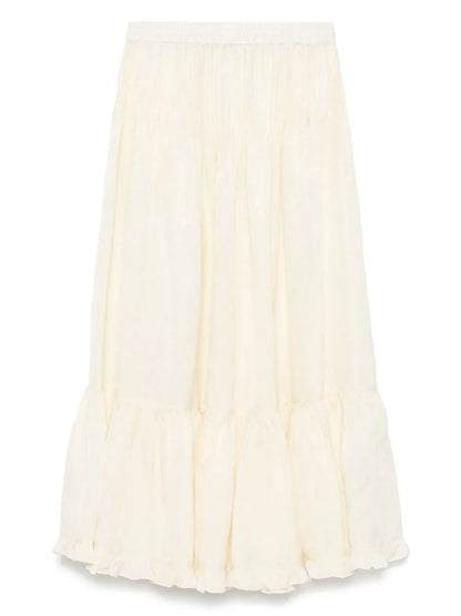 Ruffled-Hem Maxi Skirt