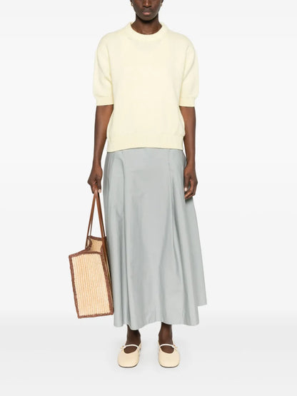 Pleat-Detail Midi Skirt