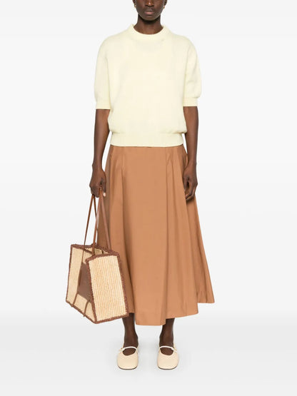 Pleat-Detail Midi Skirt