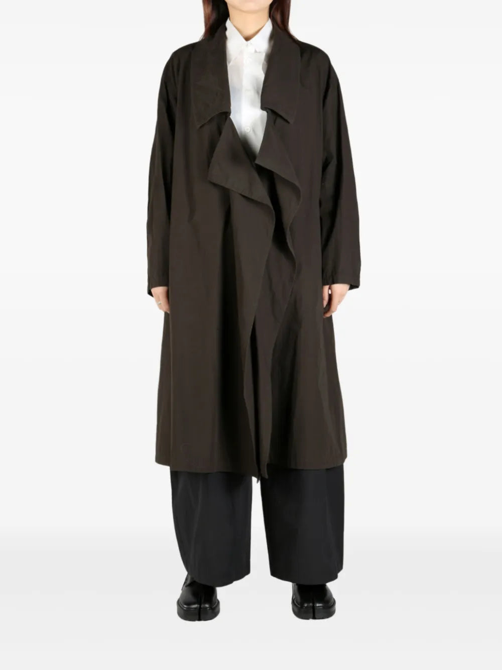 Draped-Detail Trench Coat