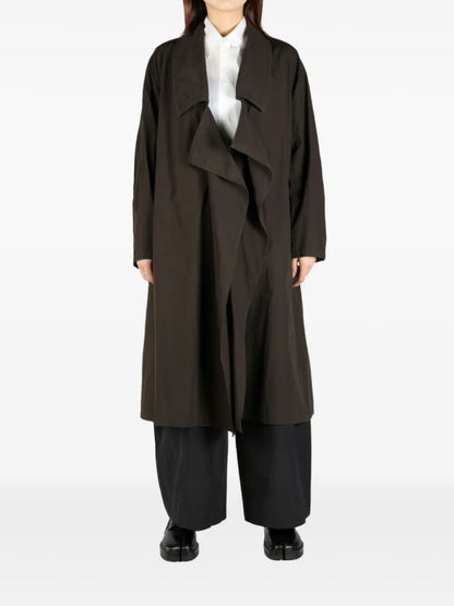 Draped-Detail Trench Coat