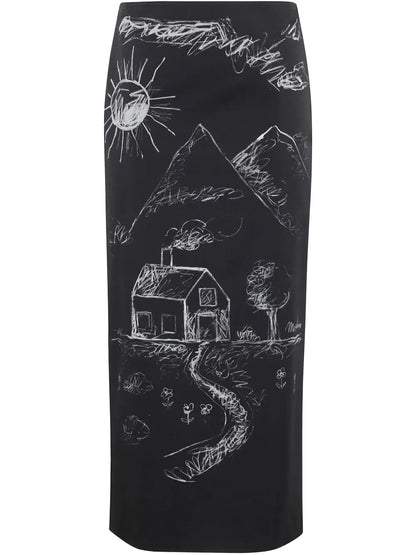 Sketch-Print Skirt