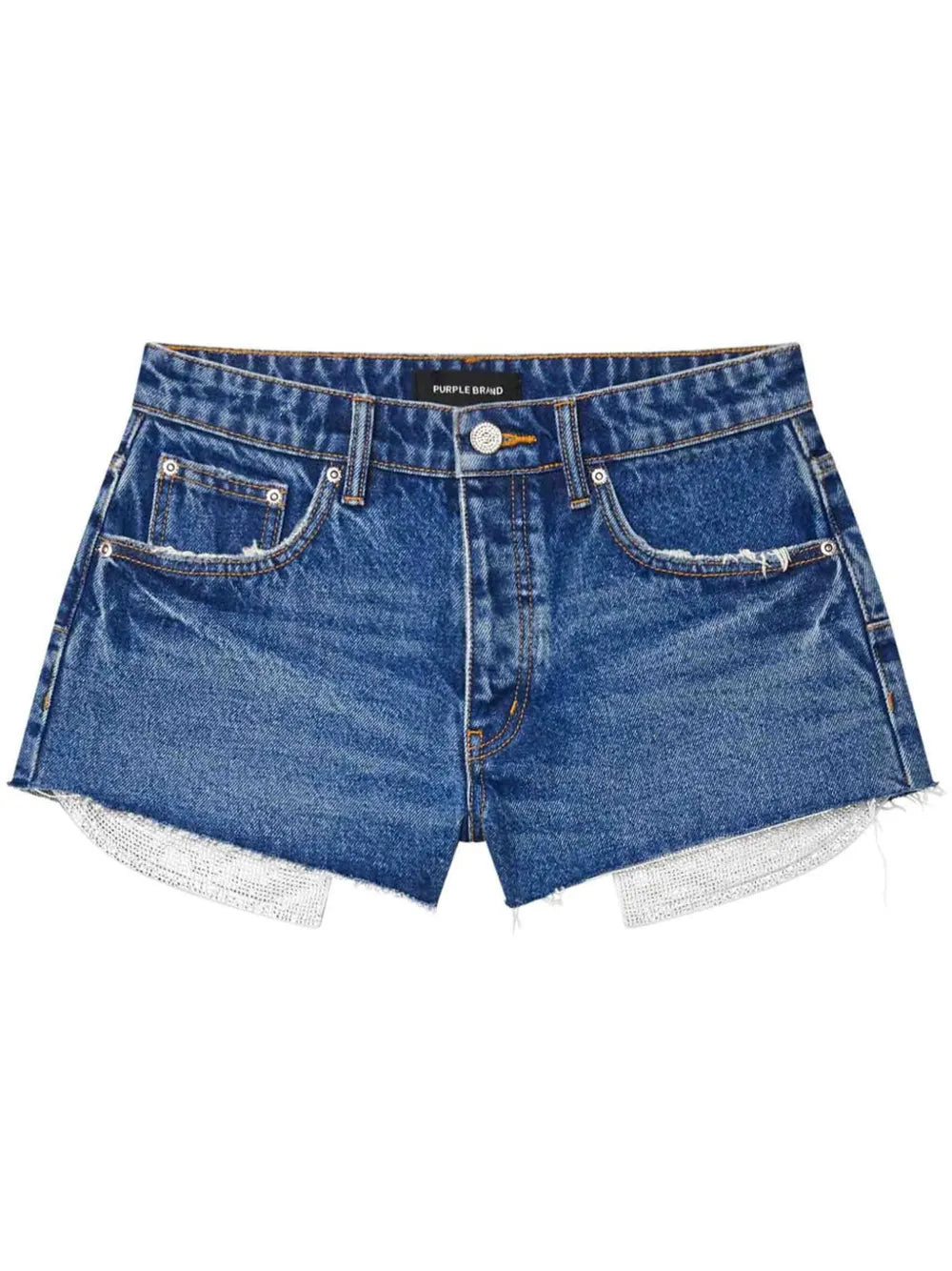 Rhinestone-Embellished Denim Shorts