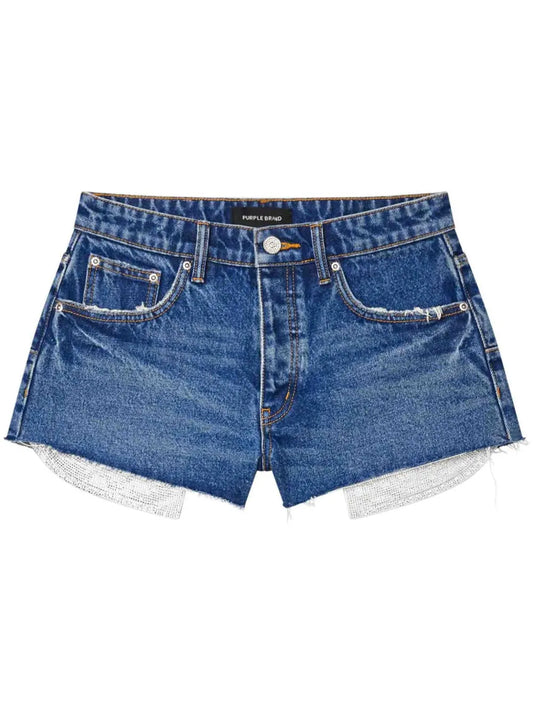 Rhinestone-Embellished Denim Shorts