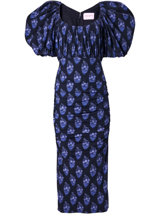 Floral-Print Balloon-Sleeve Dress