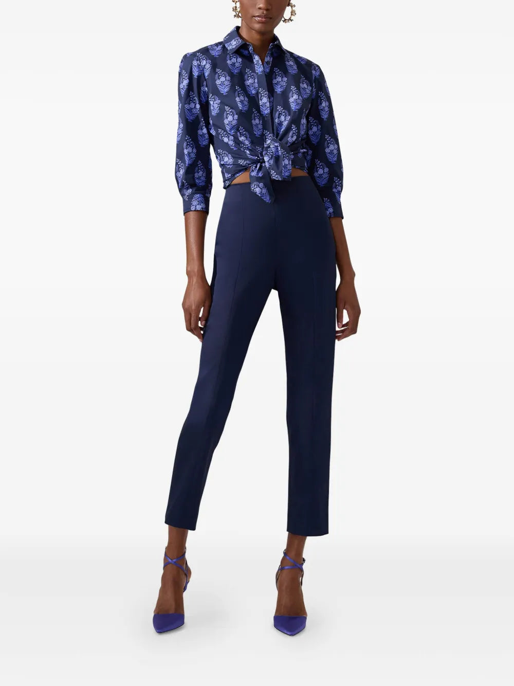 Floral-Print Peplum-Hem Shirt