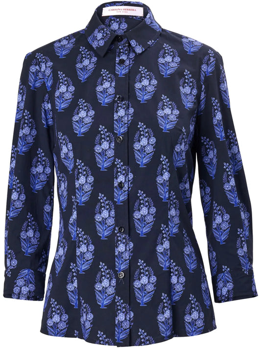 Floral-Print Peplum-Hem Shirt