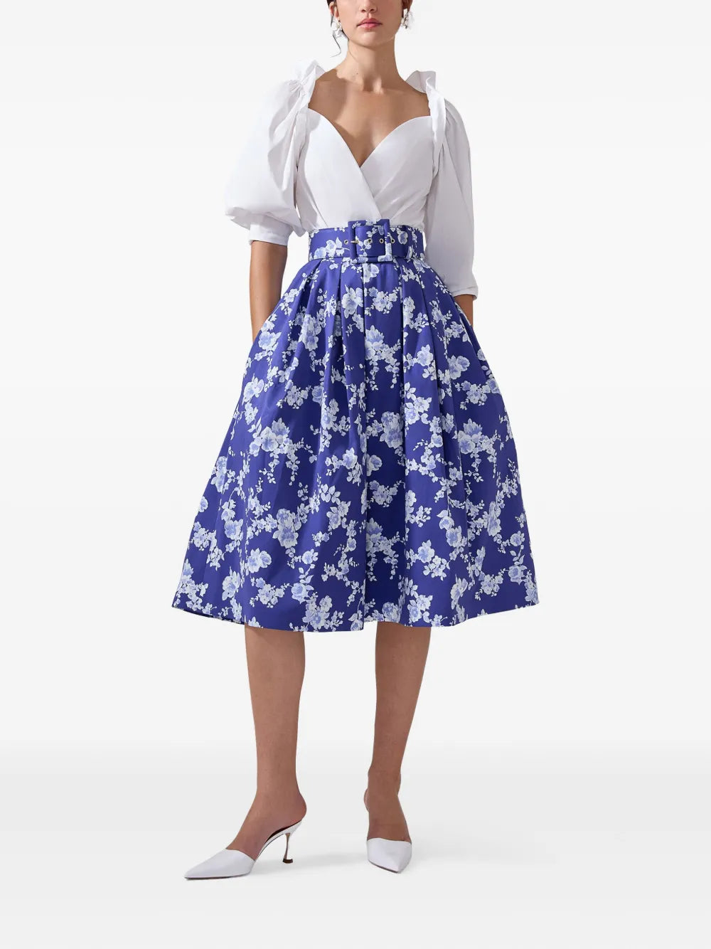 Floral-Print Midi Skirt