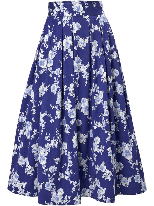 Floral-Print Midi Skirt