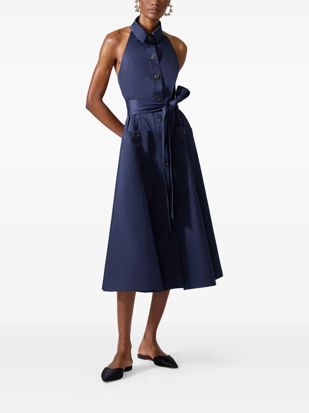 Buttoned Halterneck Dress