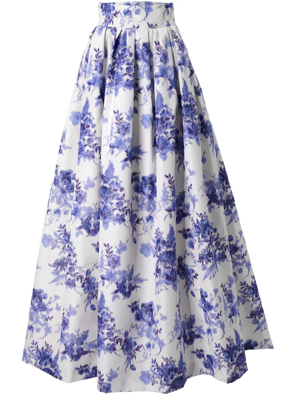Chiné Floral-Print Midi Skirt