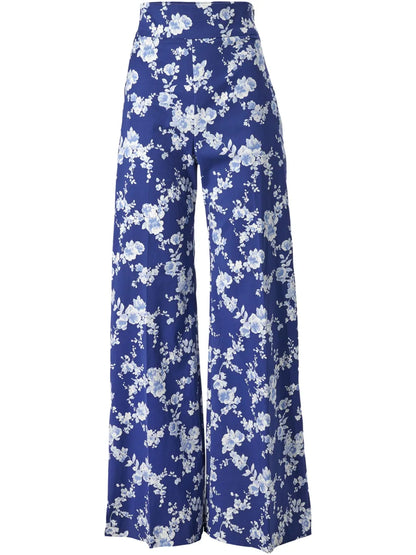 Floral-Print Wide-Leg Trousers