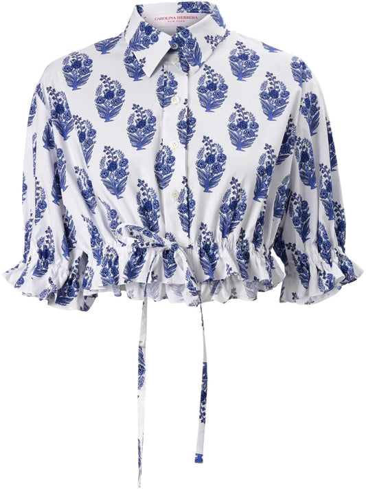 Floral-Print Cropped Shirt