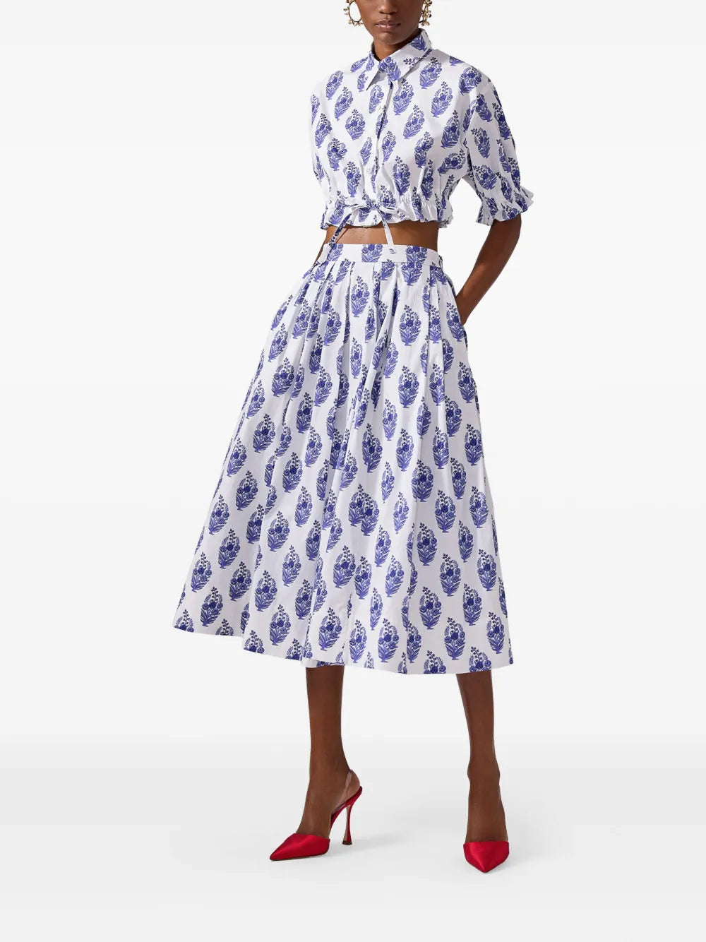 Floral-Print Cropped Shirt
