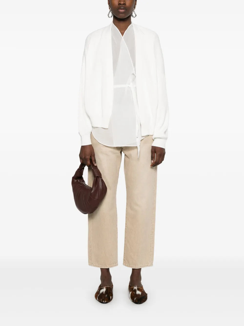 Monili-Detail Layered Cardigan