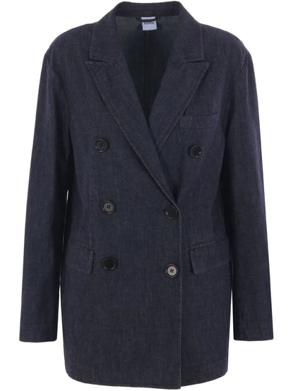 Double-Breasted Denim Blazer