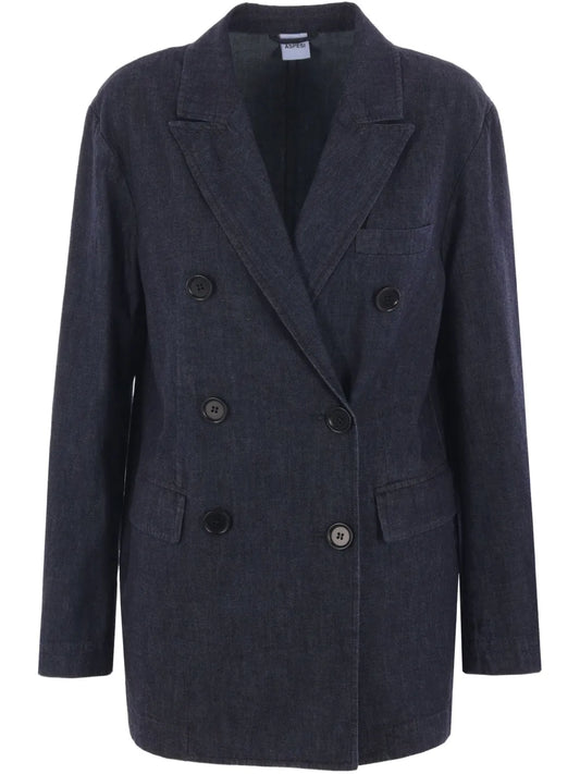 Double-Breasted Denim Blazer