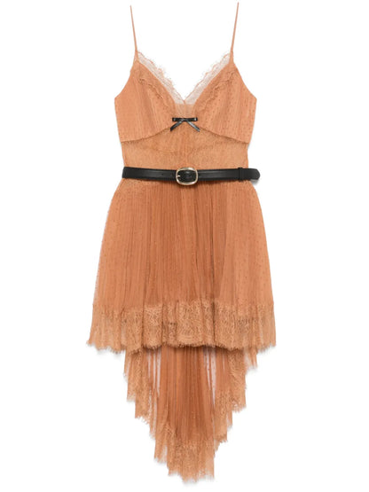 Dot-Pattern Mesh Mini Dress