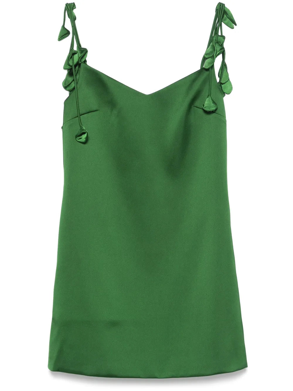Satin Flower-Embellished Mini Dress