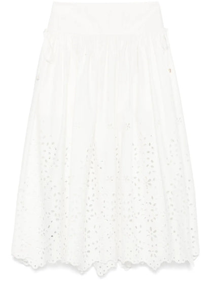 Cotton Embroidered Midi Skirt