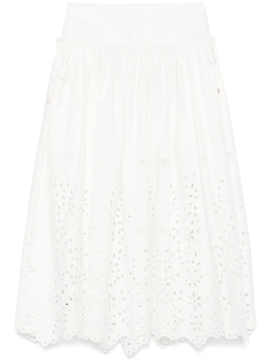 Cotton Embroidered Midi Skirt