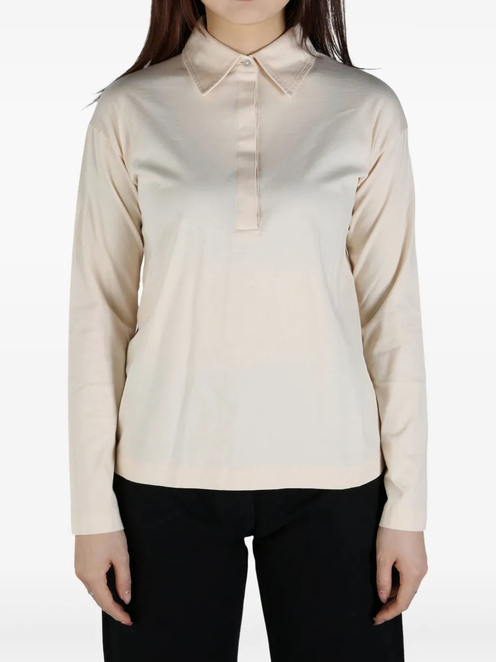 Half-Front Buttoned Polo Top