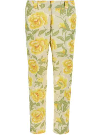 Peonies-Print Trousers
