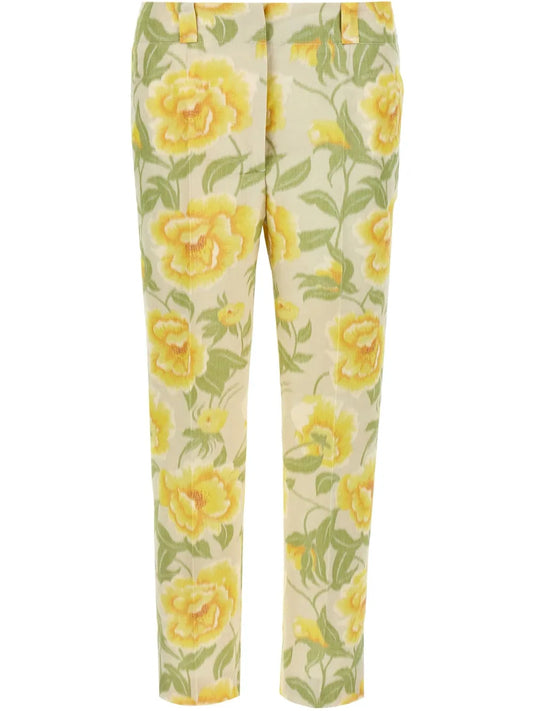 Peonies-Print Trousers