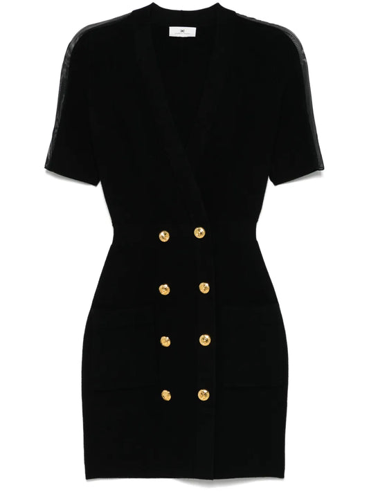 Tulle-Panel Knitted Mini Dress