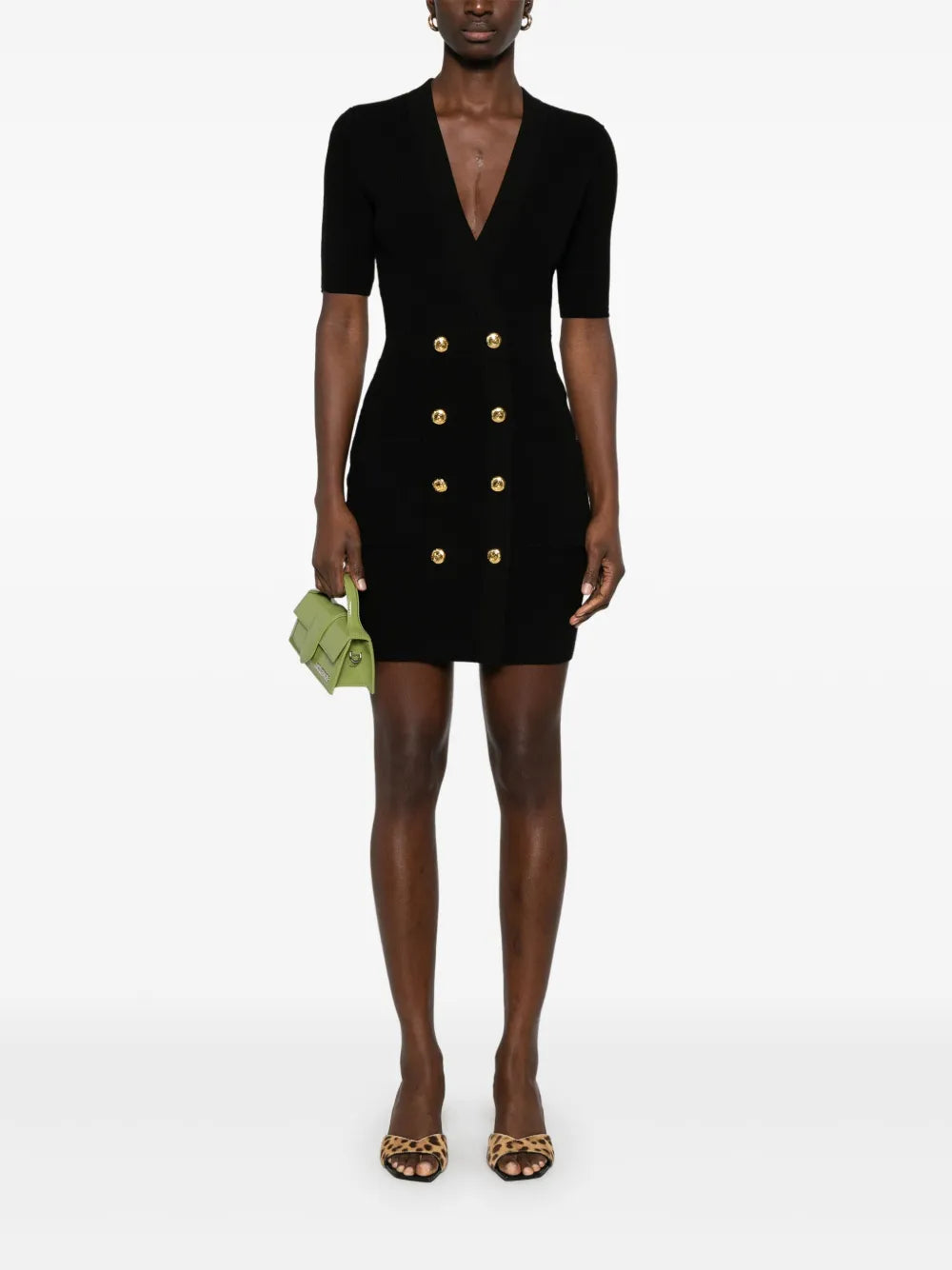 Tulle-Panel Knitted Mini Dress