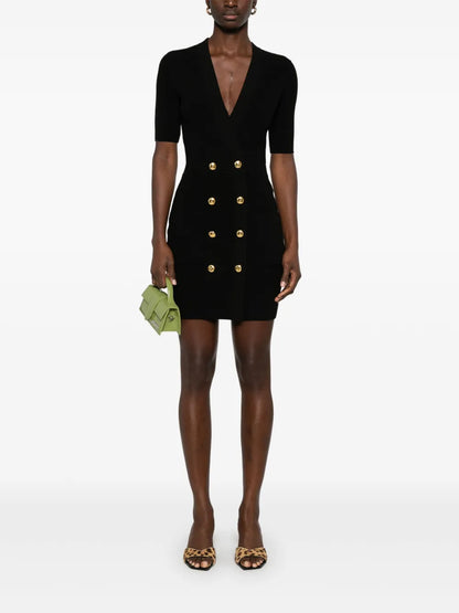 Tulle-Panel Knitted Mini Dress