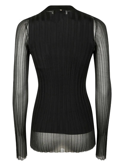 Pleated Long-Sleeve Top