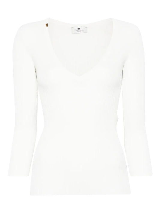 V-Neck Ribbed Top
