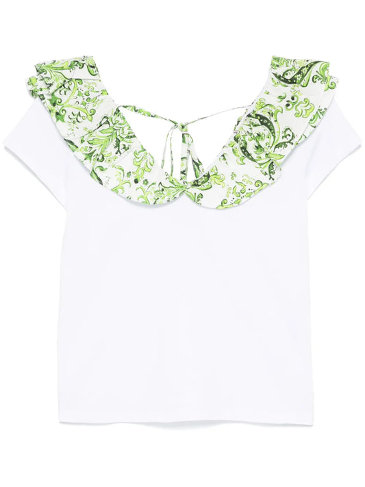 Printed-Ruching T-Shirt