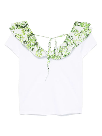 Printed-Ruching T-Shirt