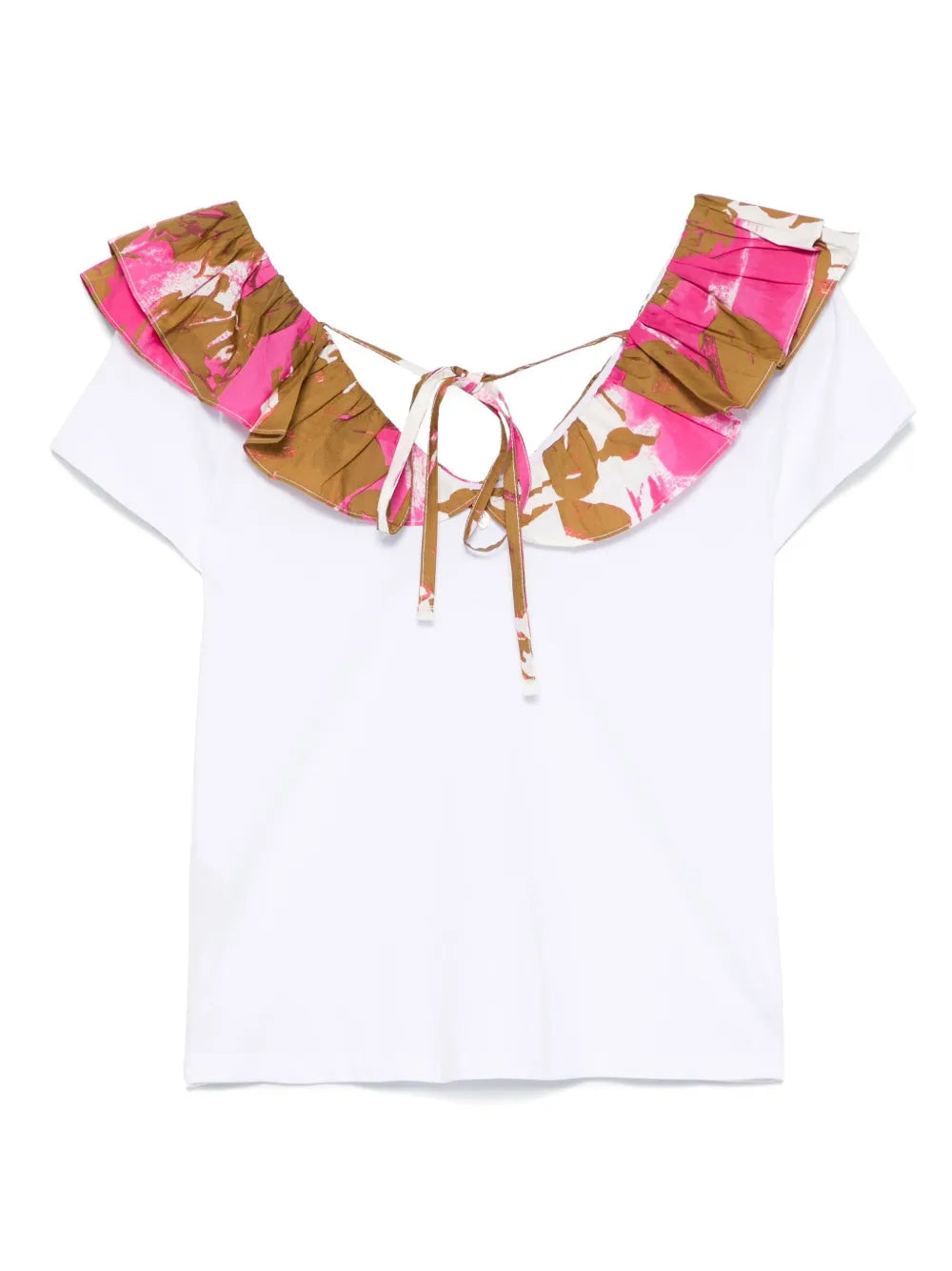 Printed-Ruching T-Shirt
