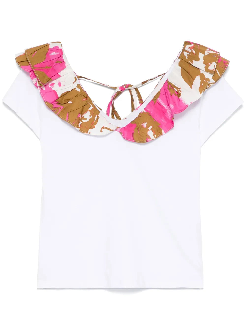 Printed-Ruching T-Shirt